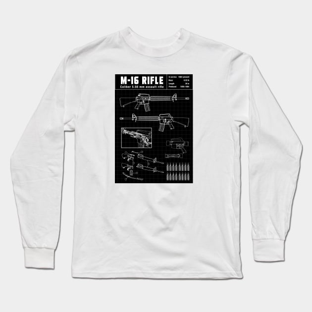 M-16 ASSAULT RIFLE DIAGRAM Long Sleeve T-Shirt by theanomalius_merch